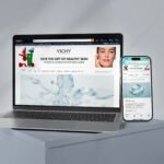 Vichy’s Cyber Month campaign displayed on Amazon’s platform across desktop and mobile devices, featuring skincare products.